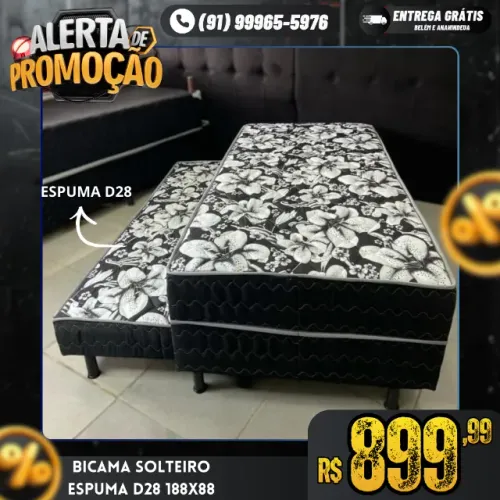 Bicama Solteiro Espuma D28 Mega Oferta