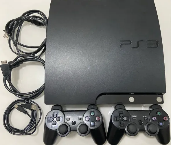 Ps3 slim desbloqueado + jogos + 2 controles