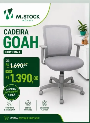 cadeira giratoria cinza diretor com tela 