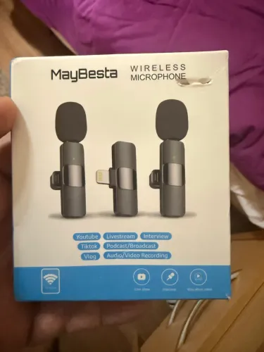 Microfone Lapela Sem Fio Duplo MayBesta para iPhone Lightning