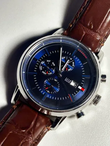 Relógio Masculino Tommy Hilfiger Harrison Original - Azul e Marrom