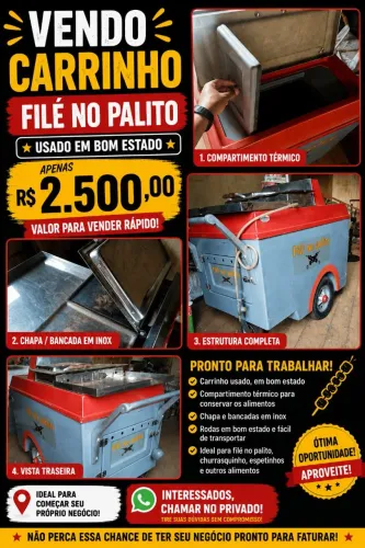 Vende-se carrinho de espetinho ou cachorro quente