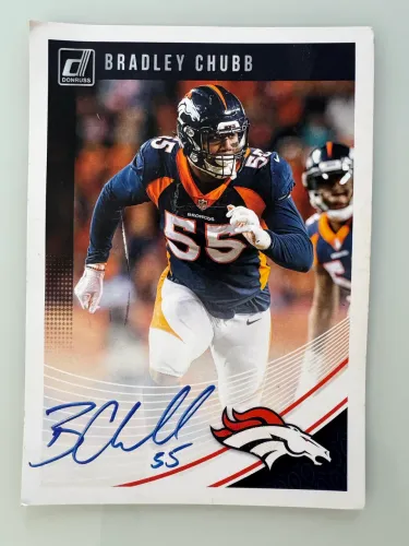 Card Ampliado NFL Bradley Chubb Autografado Original - Donruss Denver Broncos