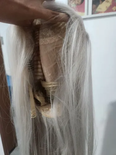 Lace peruca branca 