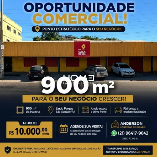 Loja- Terreno Galpão para alugar, 900 m² - Lindo Parque - São Gonçalo/RJ