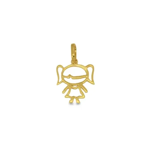 Pingente Menina Mini em Ouro 18 Kilates 10 mm largura x 13 mm de altura+ argola de 5 mm de