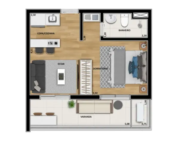 Apartamento para Venda em Presidente Prudente, Jardim Alto da Boa Vista, 1 dormitório, 1 s