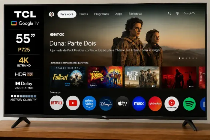 Smart TV TCL 55" 4K UHD 55P725 - Excelente Estado