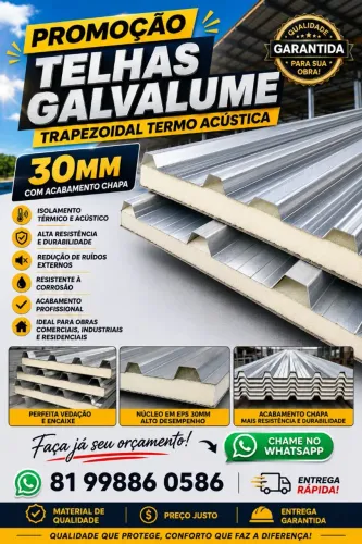 Telhas Termo acústicas Galvalume 