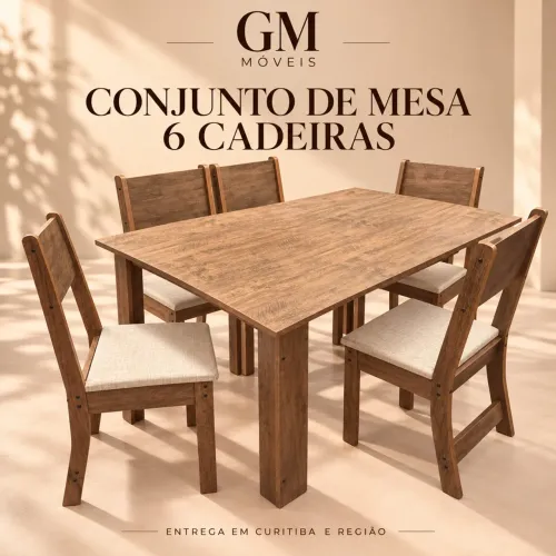 Conjunto de mesa 6 cadeiras - entrego Curitiba e região
