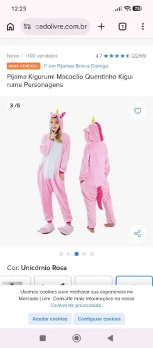 Pijama kigurumi adulto P ou infanto juvenil 