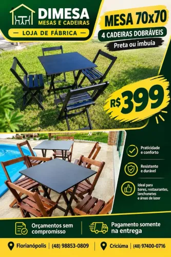 Conjunto de mesa com quatro cadeira Direto da fábrica Pague somente na entrega *