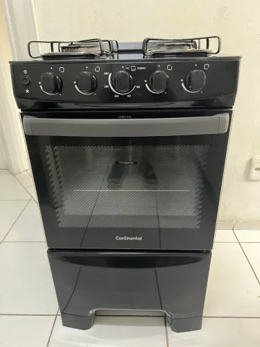 Fogão 4 Bocas Continental Preto Mesa de Vidro FC4FP