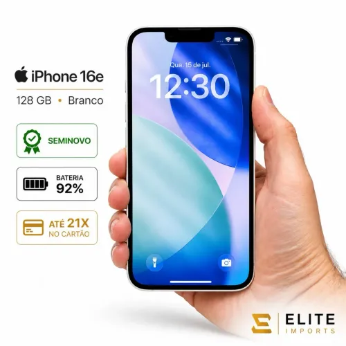 Phone 16e 128GB Branco | 92% Bateria | Seminovo | Garantia 3 Meses | Em até 21x no cartão