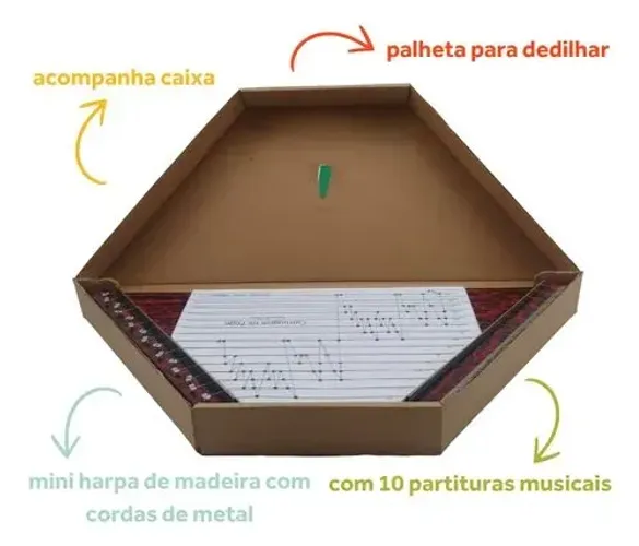 Mini harpa musical nova com 10 partitura