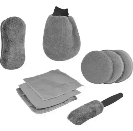 Kit Para Limpeza Automotiva Polir Carro Moto Com 9 Peças Nove54
