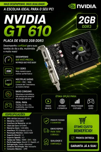 Placa de vídeo Nvidea Gt610 2gb