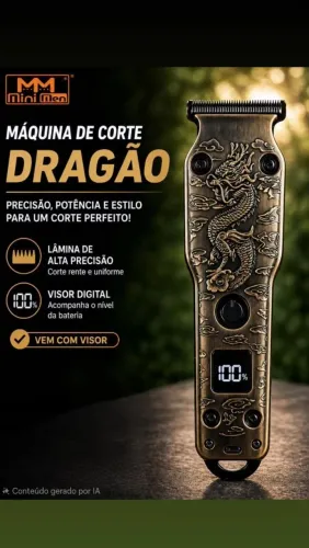 Máquina Cortar Cabelo T9 Dragão com Visor Digital - MM Mini Men