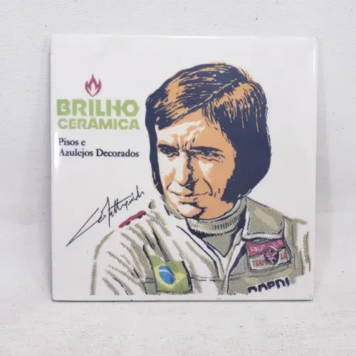 Antigo Azulejo Formula 1 Emerson Fittipaldi Brilho Cerâmica