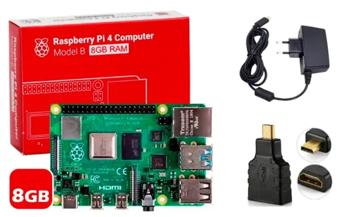 KIT Raspberry Pi 4-B 8Gb 1,8GHz C/ Fonte 5v 3a + Micro HDMI