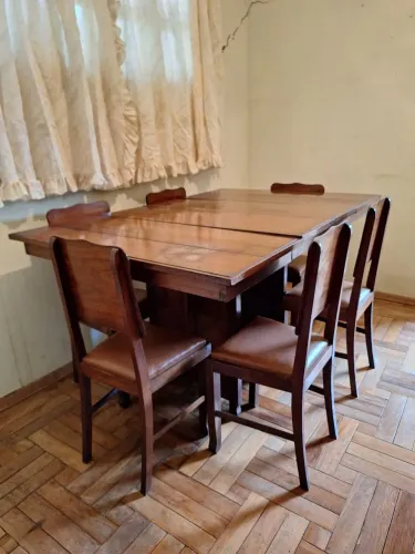Mesa extensível com 6 cadeiras Jacarandá Anos 40 (Relíquia)
