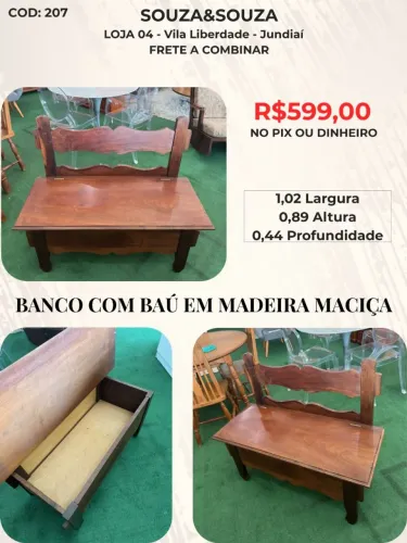 Banco Baú em Madeira Maciça
