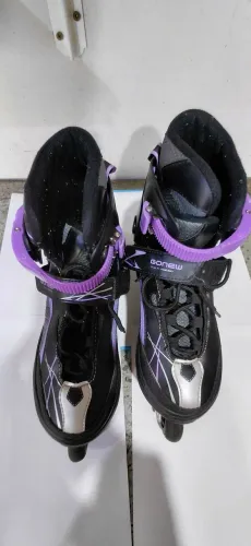 Patins inline Roller marca Gonew 36 a 39 preto e rosa feminino 