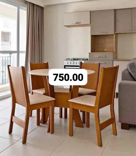 São Carlos Conjunto Mesa Quadrada Amanda 4 Cad
