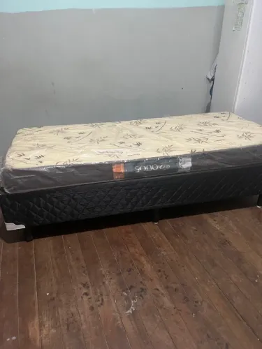 Cama solteiro Box+ colchão no plastico novo