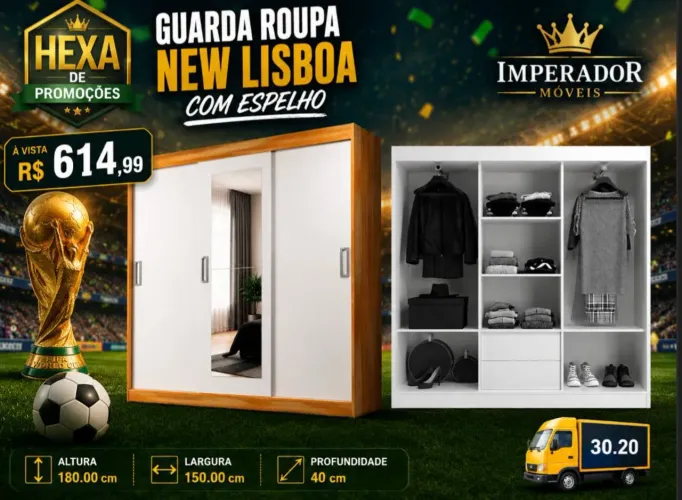 Guarda Roupa New Lisboa com Espelho