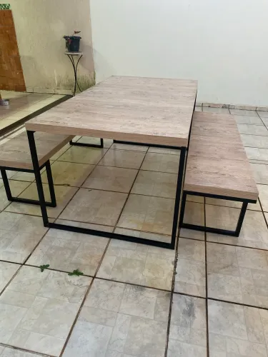Mesa de Jantar 6l-Estilo Industrial-Alto Padrão-TOK STOK