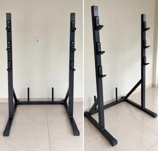 Rack de Agachamento e Supino com Suporte para Anilhas