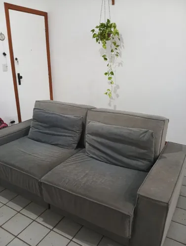 SOFÁ RETRÁTIL E RECLINÁVEL COM CHAISE ? LÍDER INTERIORES ? SUEDE CINZA GRAFITE