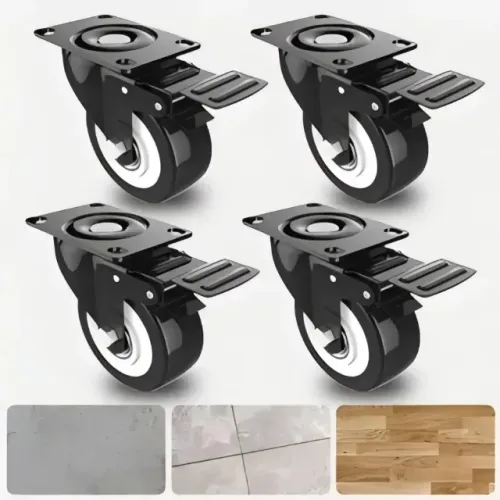 Kit 4 Rodinha Rodízio Com Trava 3 Polegadas 600kg Preto