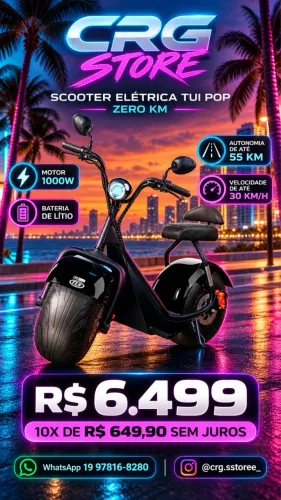 Scooter Elétrica Moto TUI POP 0KM
