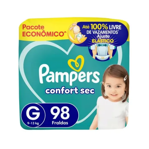 Pampers confort sec tamanho G 98 fraldas - Val 08/26