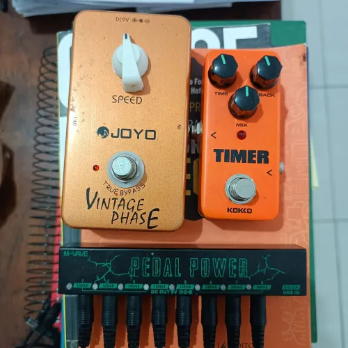Pedal Joyo Vintage Phase, Pedal Timer Kokko, Fonte Pedal Power