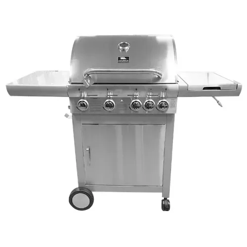 Churrasqueira a Gas de Carrinho Gourmet 4 Queimadores com 1 Queimador Lateral Inox Mimo St