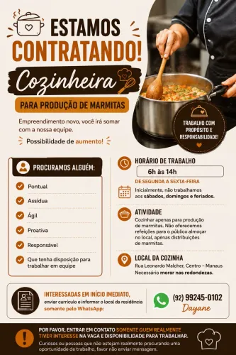 Precisa-se de Cozinheira/o