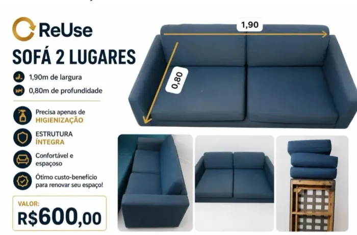 Sofá confortável dois lugares 