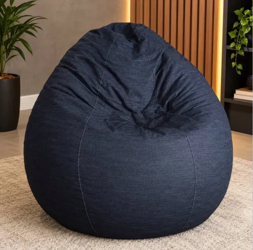 Puff Fofão Pera Azul-Marinho em Tecido com Design Confortável
