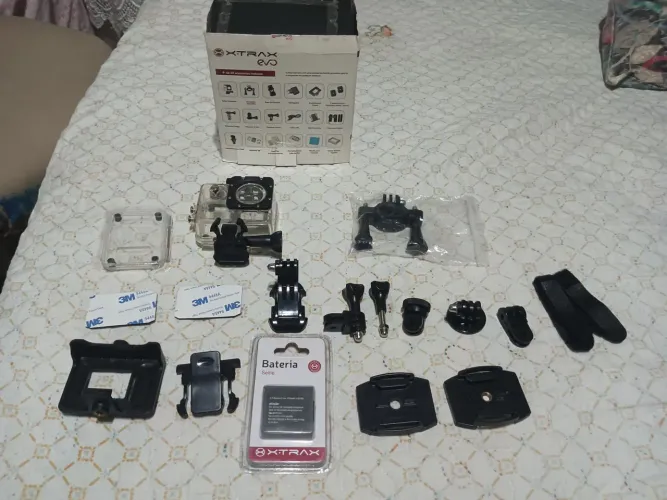 Kit de Acessórios para Câmera de Ação Xtrax Evo (Com Bateria Extra!), LEIA O ANÚNCIO 
