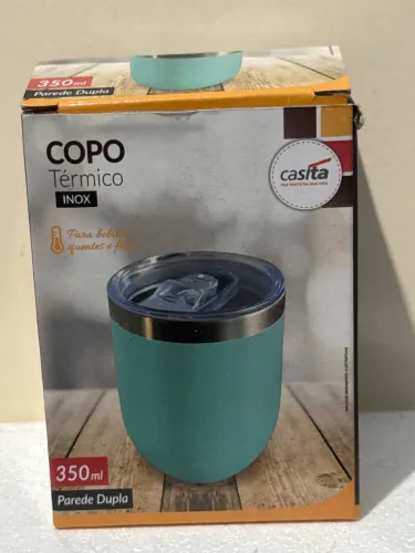 Copo térmico  inox azul 350 ml.