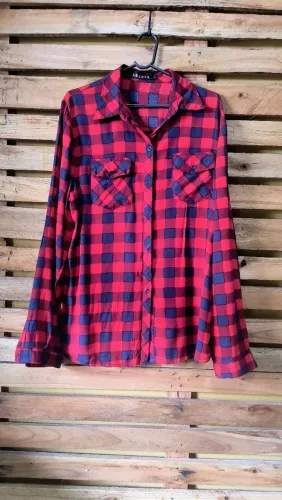 Blusão Xadrez Femenino Vermelho