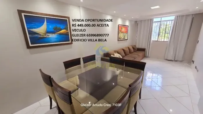 EDIFICIO VILA BELA CENTRO DE CUIABA AV DO CPA 3 QUARTOS COM PLANEJADOS E AR CONDICIONADO