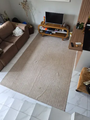 Tapete Sala de Algodão Cru em Chevron Colorido Antiderrapante 2,0m x 3,0m