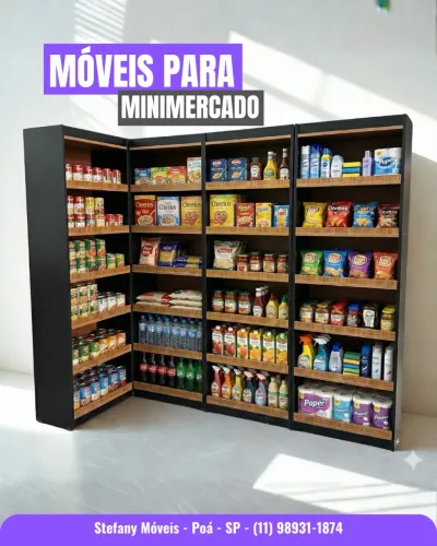 PRATELEIRA MINI MERCADO AMADEIRADO/ PRETO 
