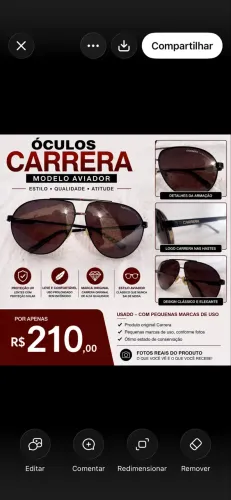 Óculos Carrera Aviador Usado $$190