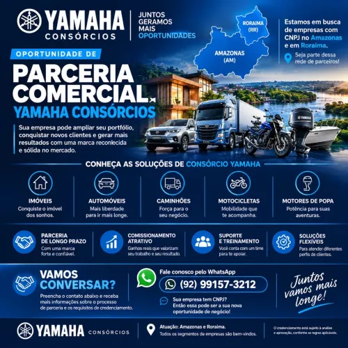 Oportunidade de Parceria Yamaha Consórcios para Empresas com CNPJ