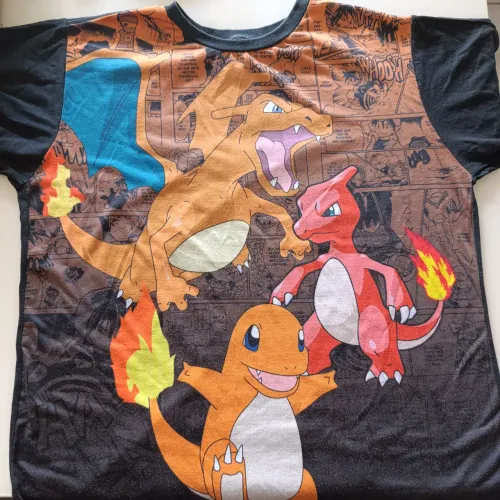 Camisa Blusa Charizard Charmander Charmeleon Pokemon Geek - preta